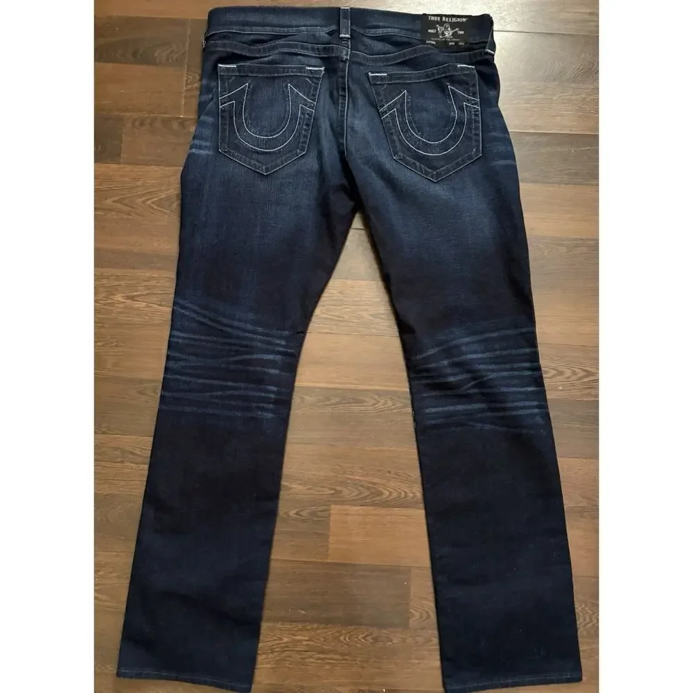 Rare Find True Religion Jeans Ricky Relaxed Straight No Flap Blue Denim 40x33Men
